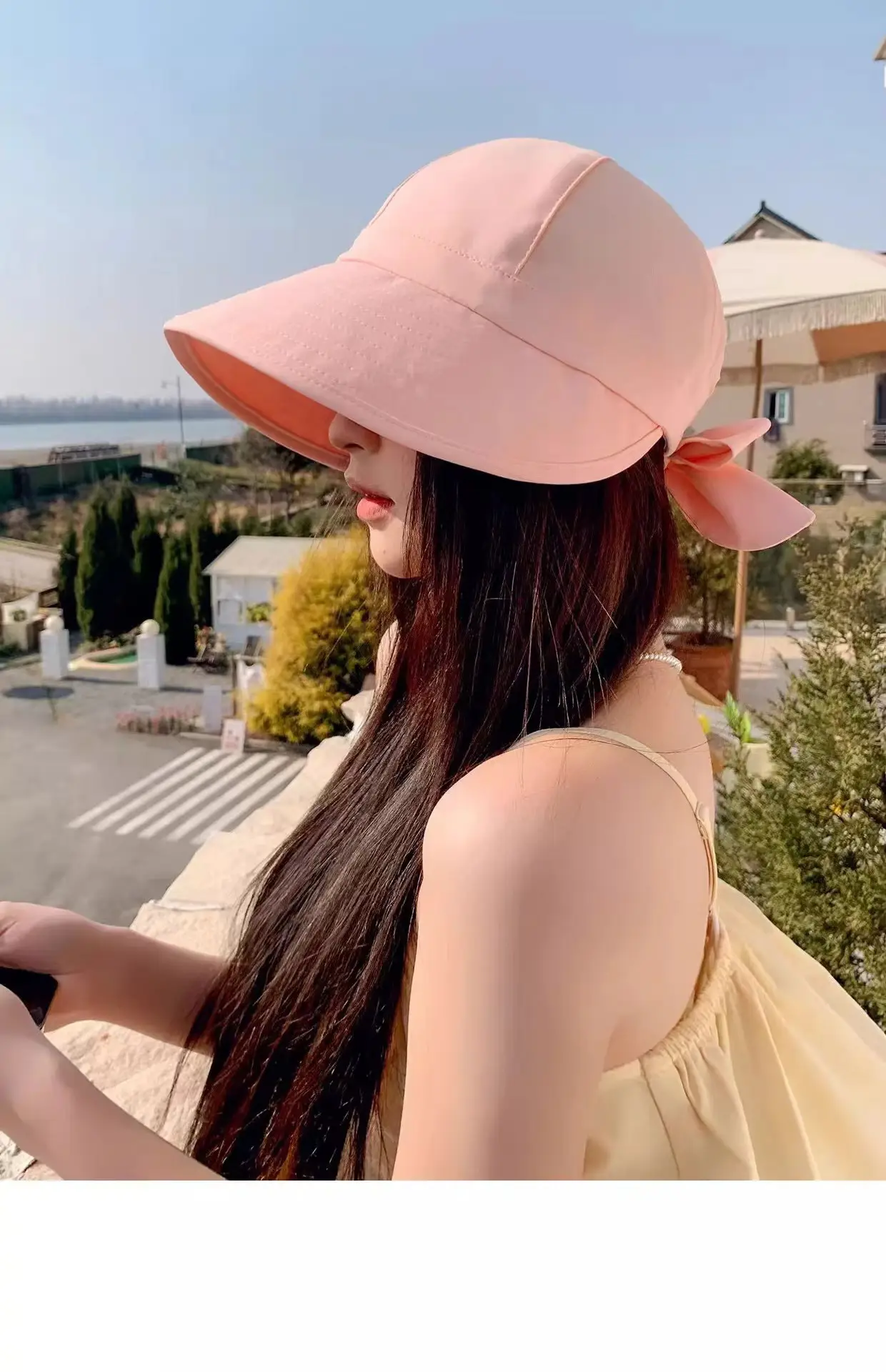 Women Black Anti-UV Sun Hat with Bow — feature 7