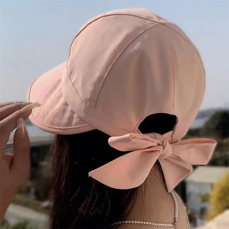 Women Black Anti-UV Sun Hat with Bow — feature 9
