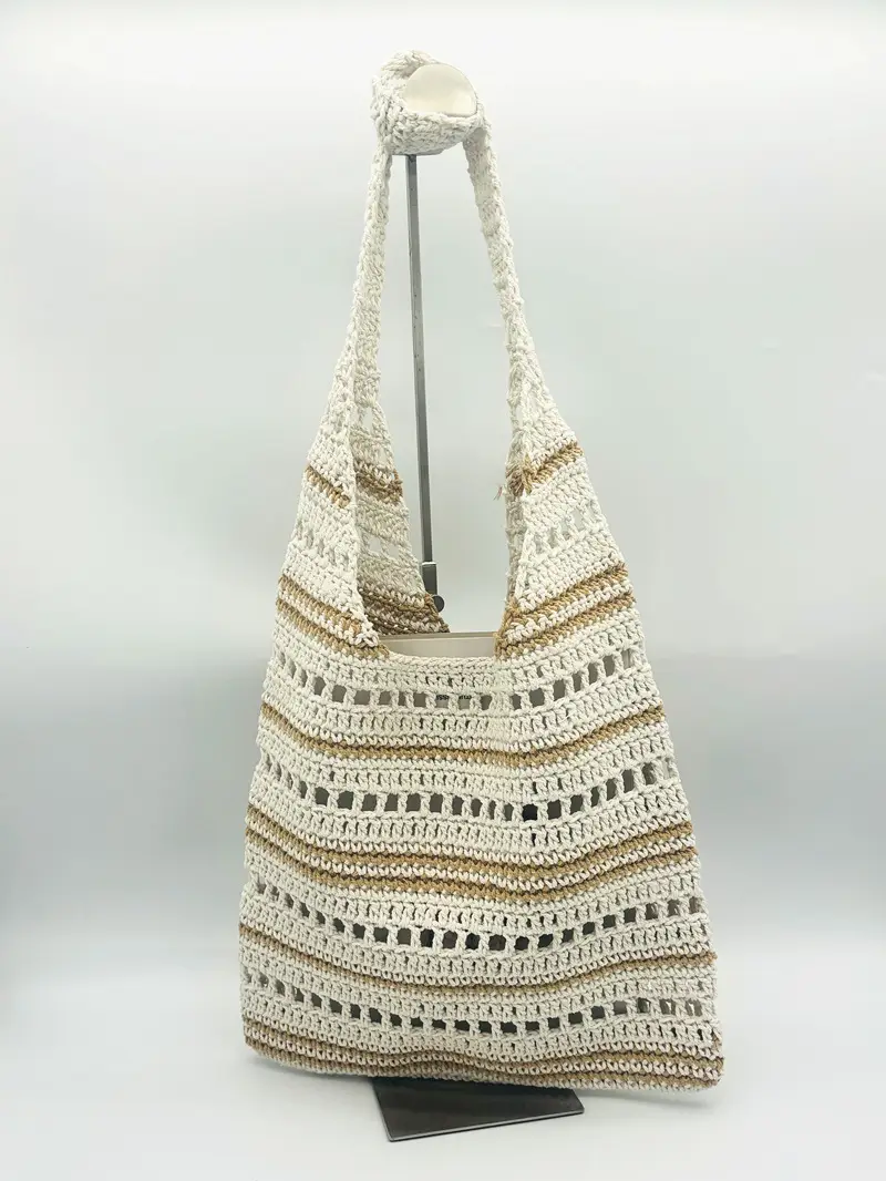 Hollow Handmade Crochet Cotton Tote Bag Small - Image 2