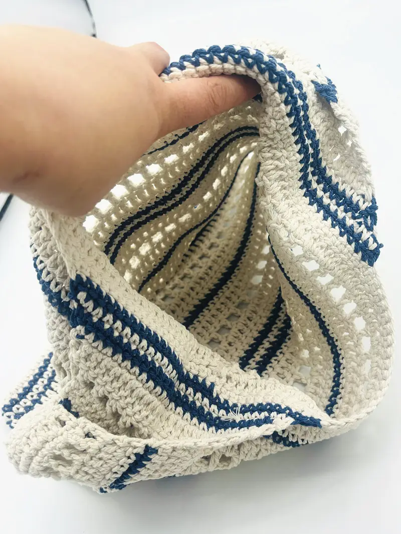 Hollow Handmade Crochet Cotton Tote Bag Small - Image 4