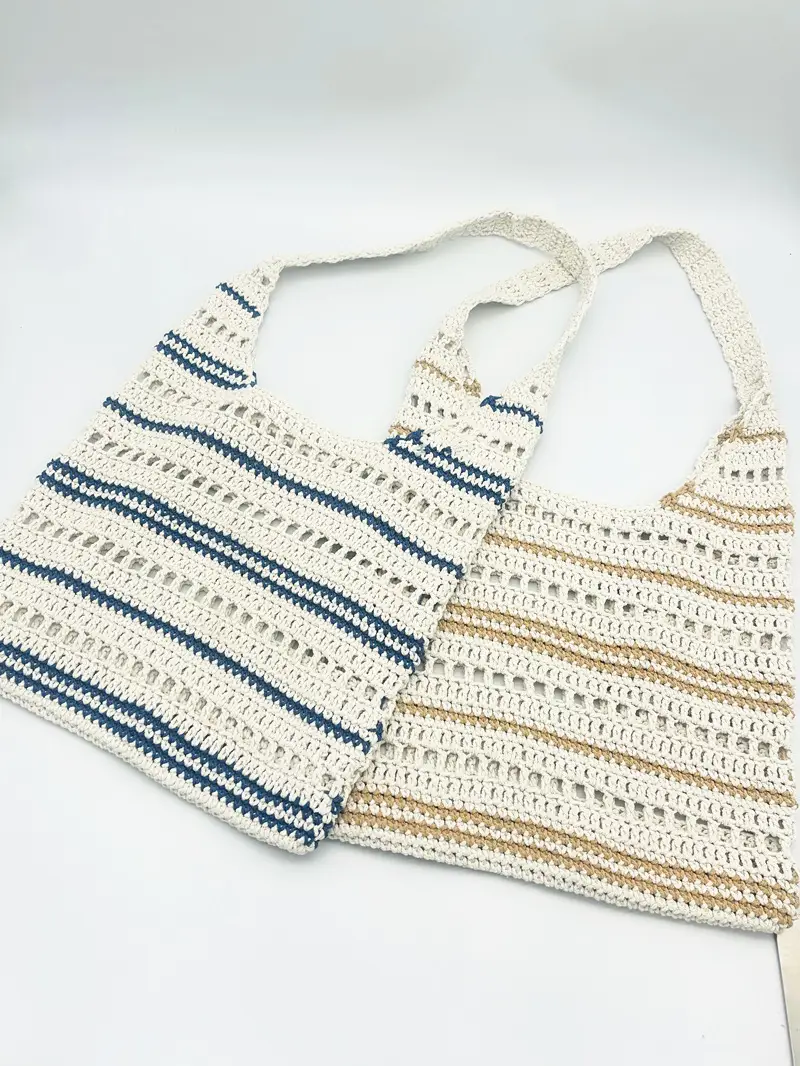 Hollow Handmade Crochet Cotton Tote Bag Small - Image 5