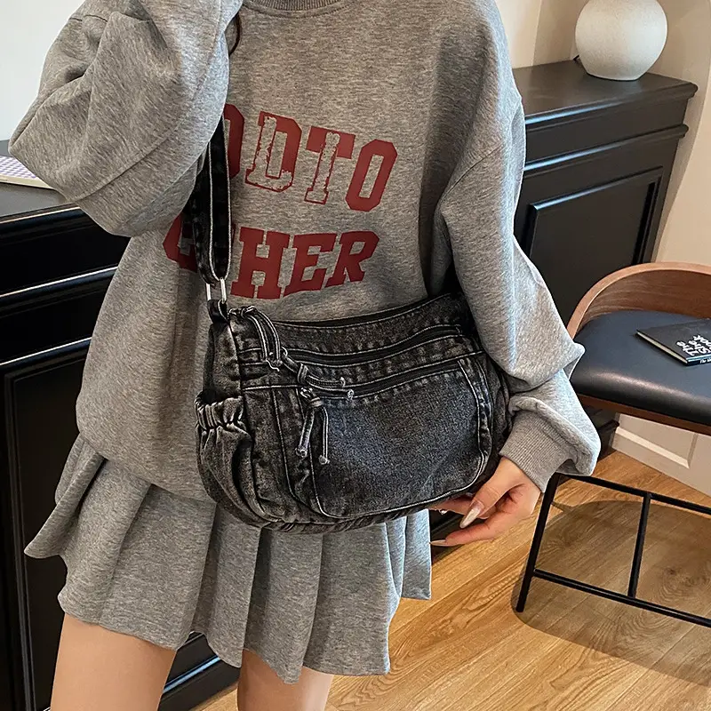 2025 Denim Washed Shoulder Crossbody Bag Large Capacity Women - Image 4