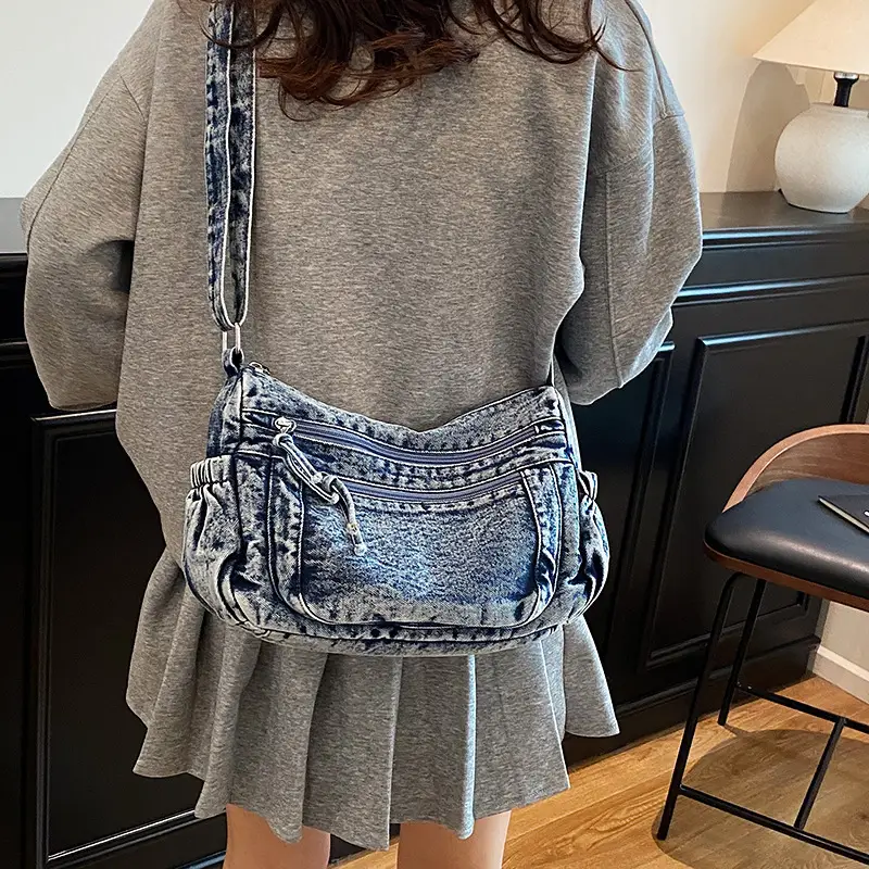 2025 Denim Washed Shoulder Crossbody Bag Large Capacity Women - Image 5