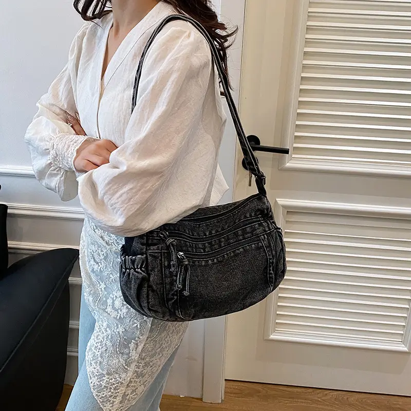 2025 Denim Washed Shoulder Crossbody Bag Large Capacity Women - Image 6