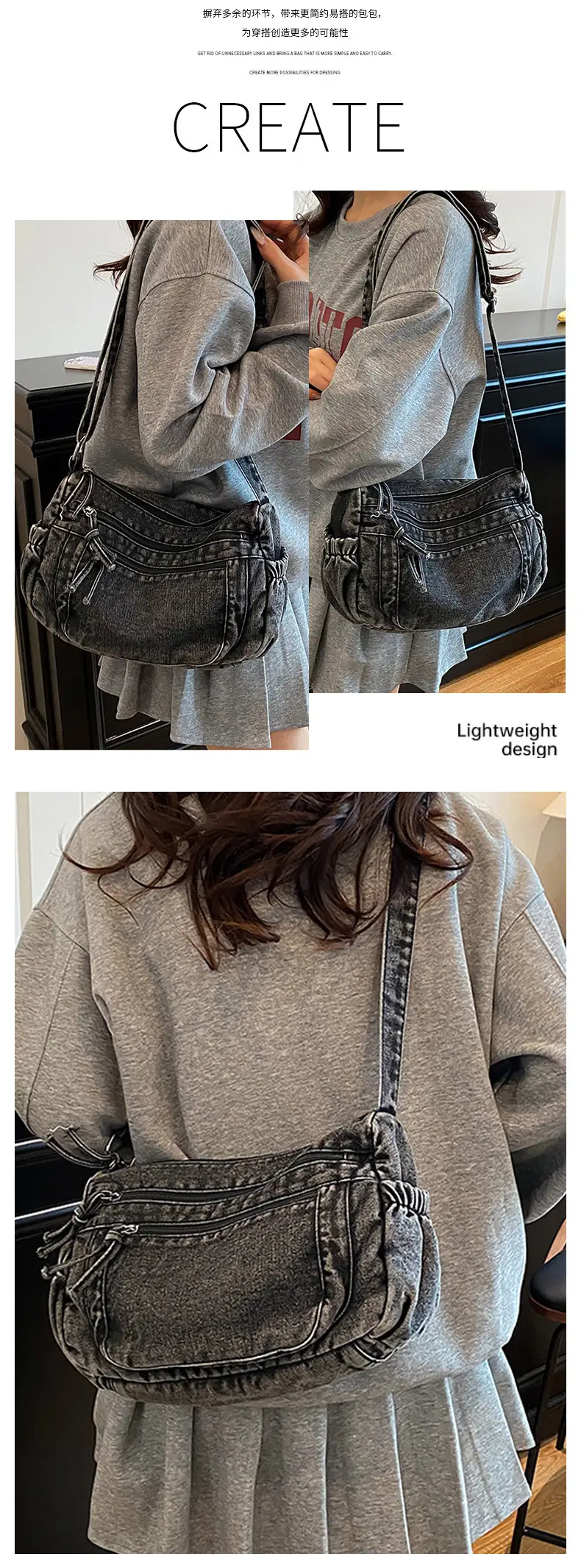2025 Denim Washed Shoulder Crossbody Bag Large Capacity Women — feature 10