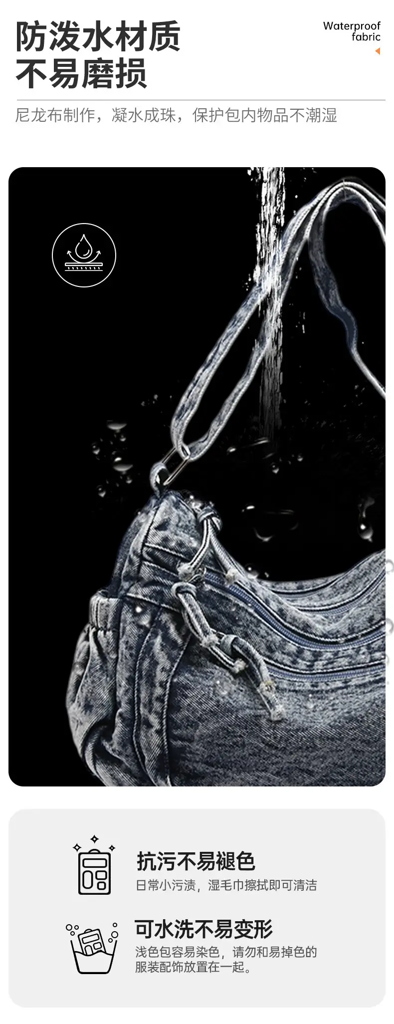 2025 Denim Washed Shoulder Crossbody Bag Large Capacity Women — feature 4