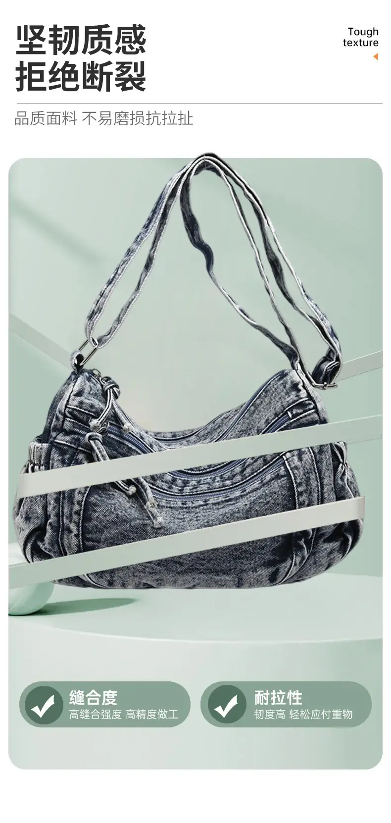 2025 Denim Washed Shoulder Crossbody Bag Large Capacity Women — feature 5