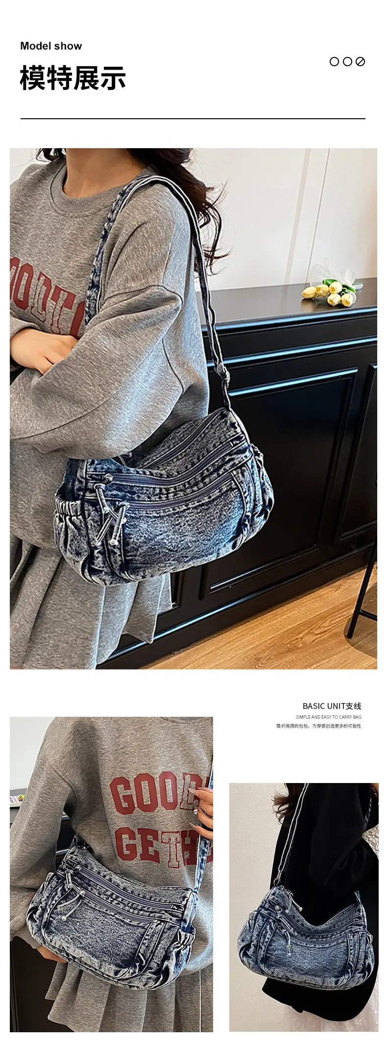 2025 Denim Washed Shoulder Crossbody Bag Large Capacity Women — feature 9
