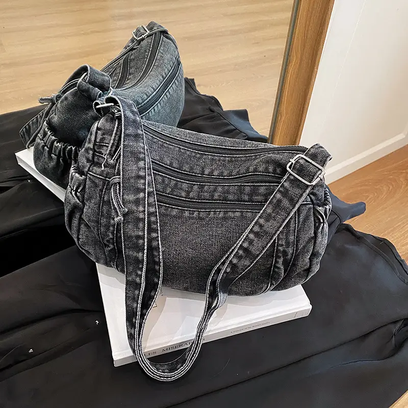 2025 Denim Washed Shoulder Crossbody Bag Large Capacity Women - Image 2