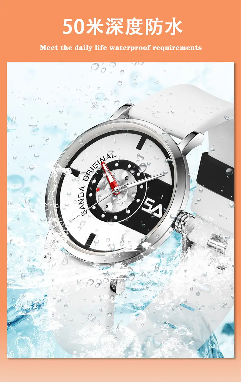 Sanda Black Mechanical Quartz Watch for Boys Girls — feature 33