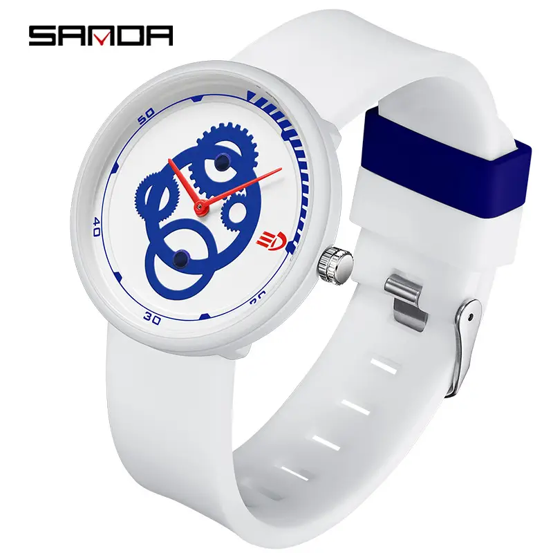 Sanda Black Mechanical Quartz Watch for Boys Girls