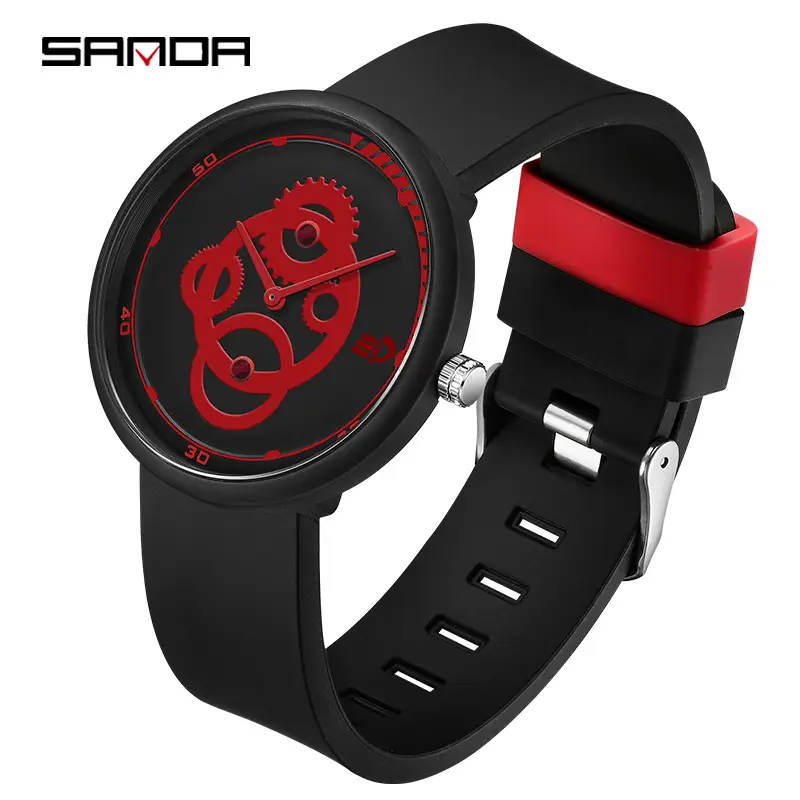 Sanda Black Mechanical Quartz Watch for Boys Girls