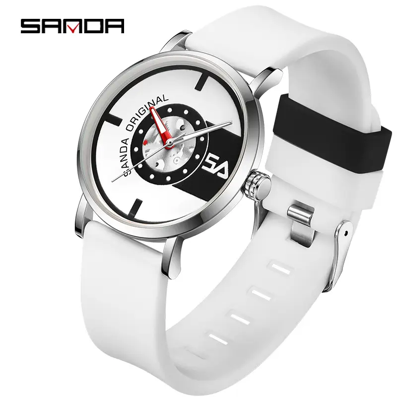 Sanda Black Mechanical Quartz Watch for Boys Girls