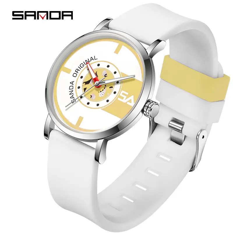 Sanda Black Mechanical Quartz Watch for Boys Girls