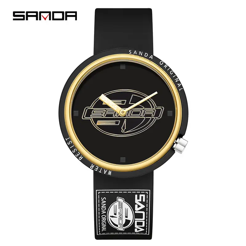Sanda Black Mechanical Quartz Watch for Boys Girls