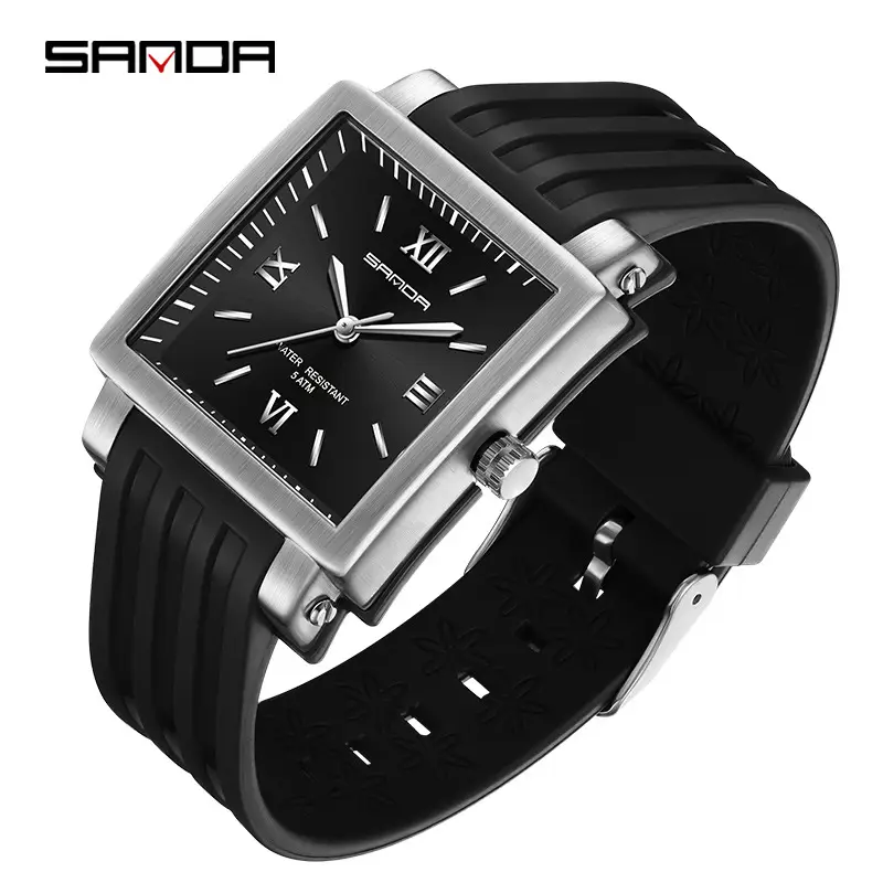 Sanda Black Mechanical Quartz Watch for Boys Girls
