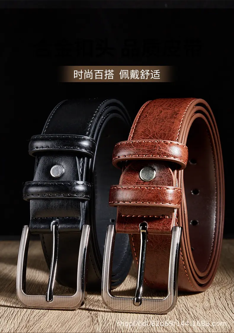 Brown Leather Belt with Silver Buckle for Men — feature 2