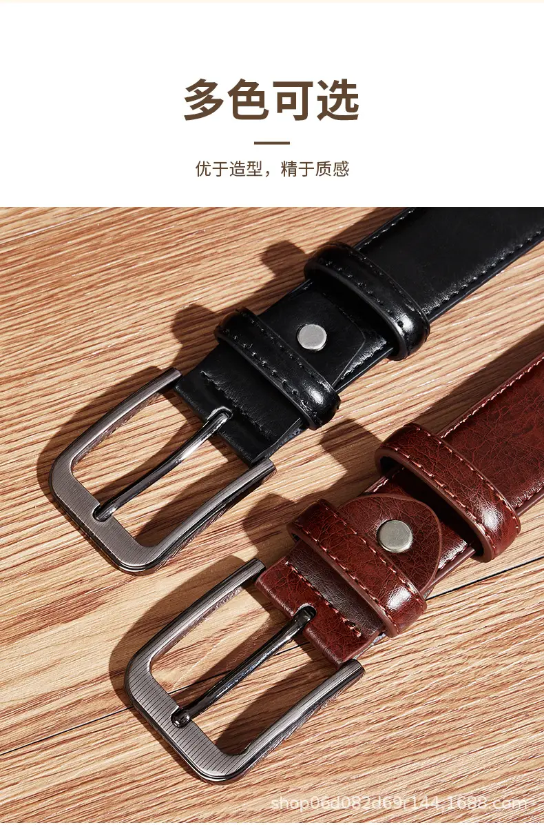 Brown Leather Belt with Silver Buckle for Men — feature 7