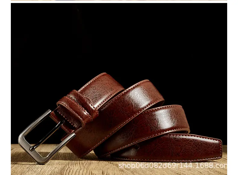 Brown Leather Belt with Silver Buckle for Men — feature 9