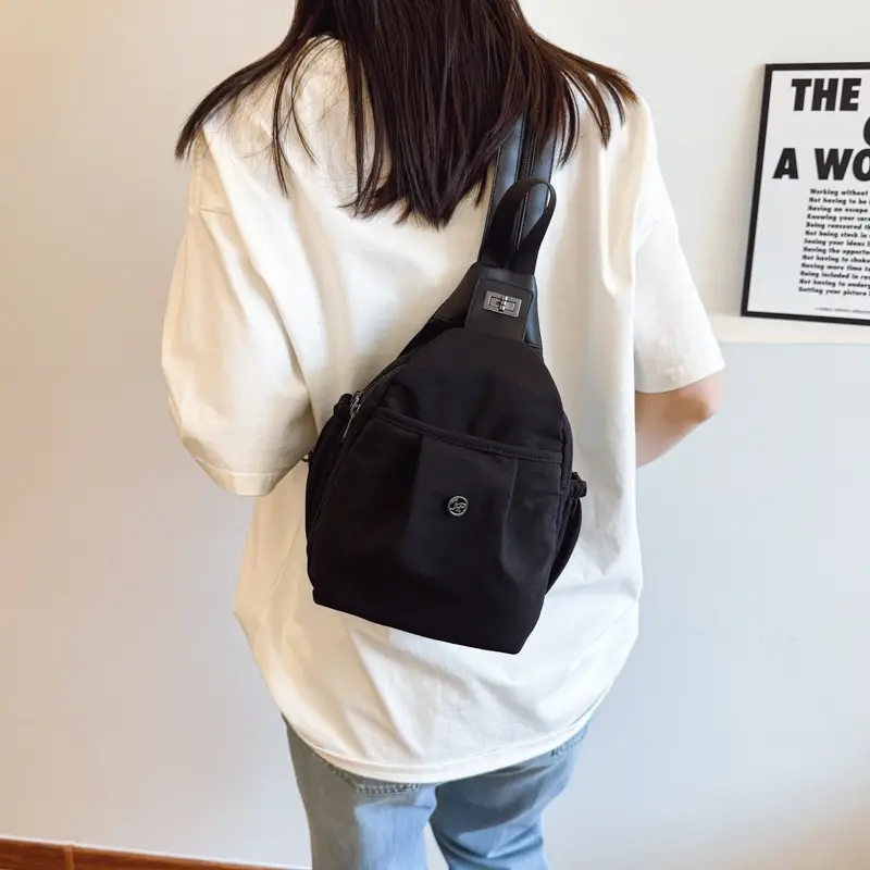 Women's Black Crossbody Travel Backpack Large Capacity - Image 4