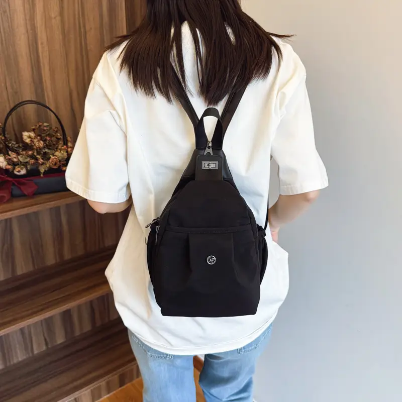 Women's Black Crossbody Travel Backpack Large Capacity - Image 6