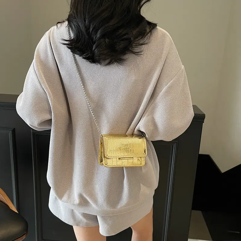 Pink Croc Leather Crossbody Bag for Women