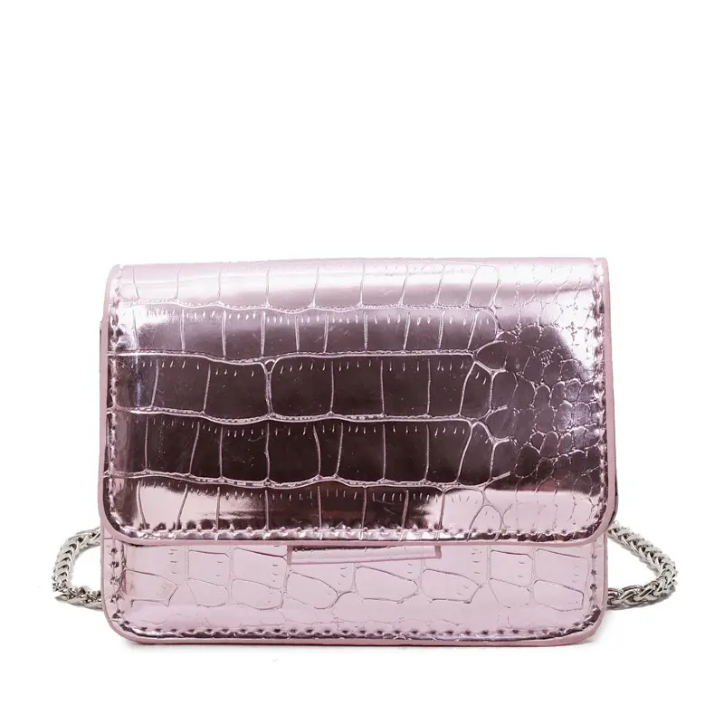 Pink Croc Leather Crossbody Bag for Women