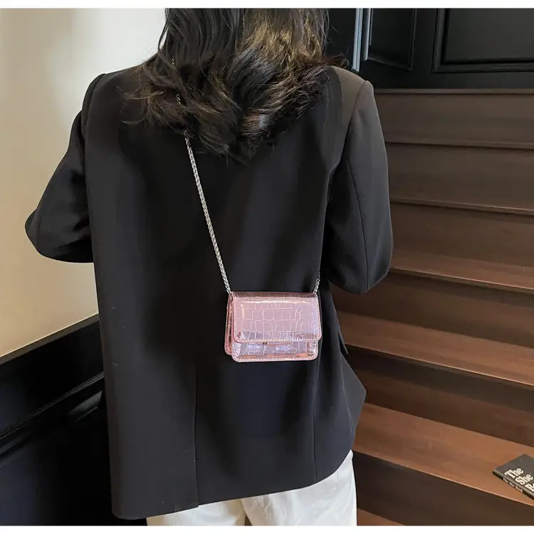 Pink Croc Leather Crossbody Bag for Women — feature 13
