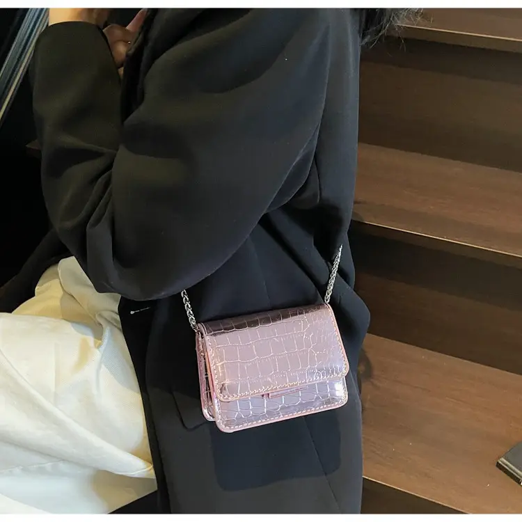 Pink Croc Leather Crossbody Bag for Women — feature 14