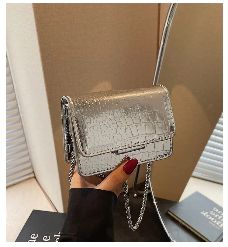 Pink Croc Leather Crossbody Bag for Women — feature 2