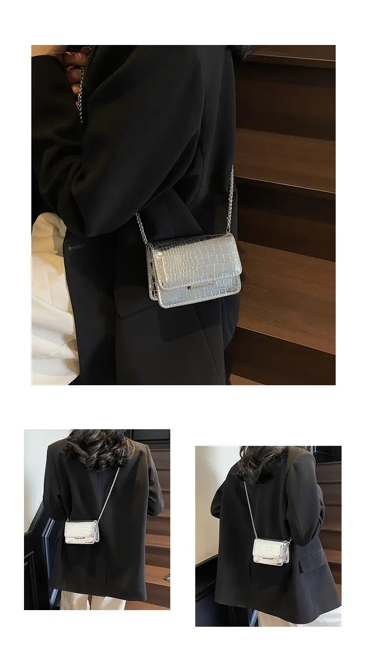Pink Croc Leather Crossbody Bag for Women — feature 21