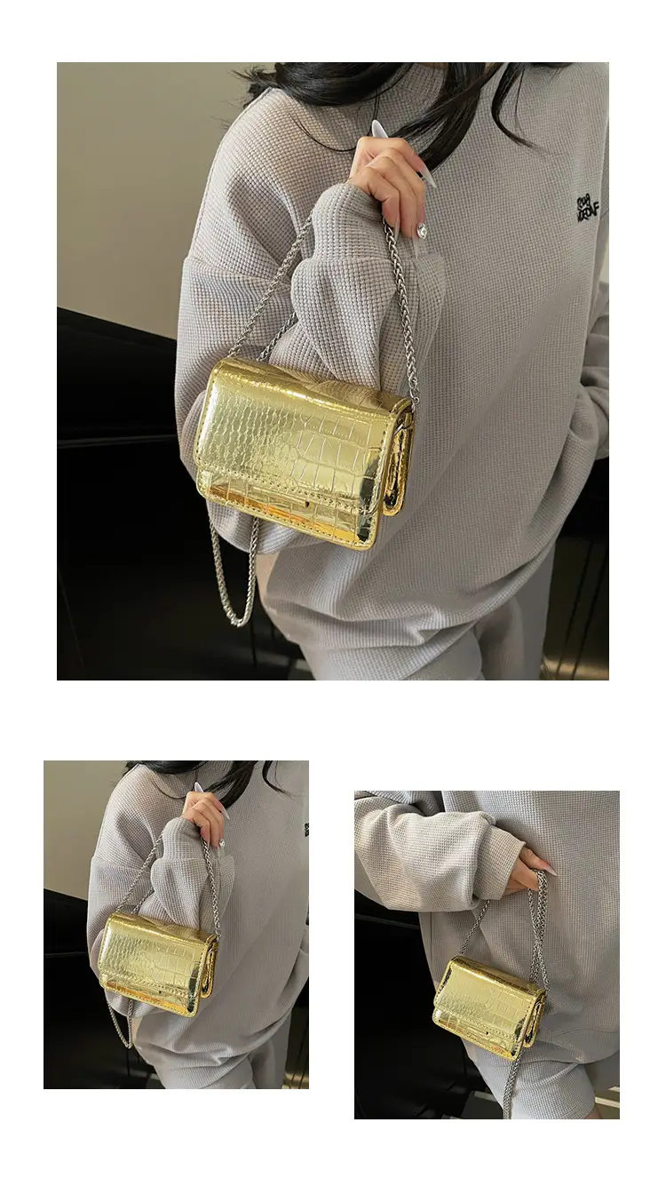Pink Croc Leather Crossbody Bag for Women — feature 24