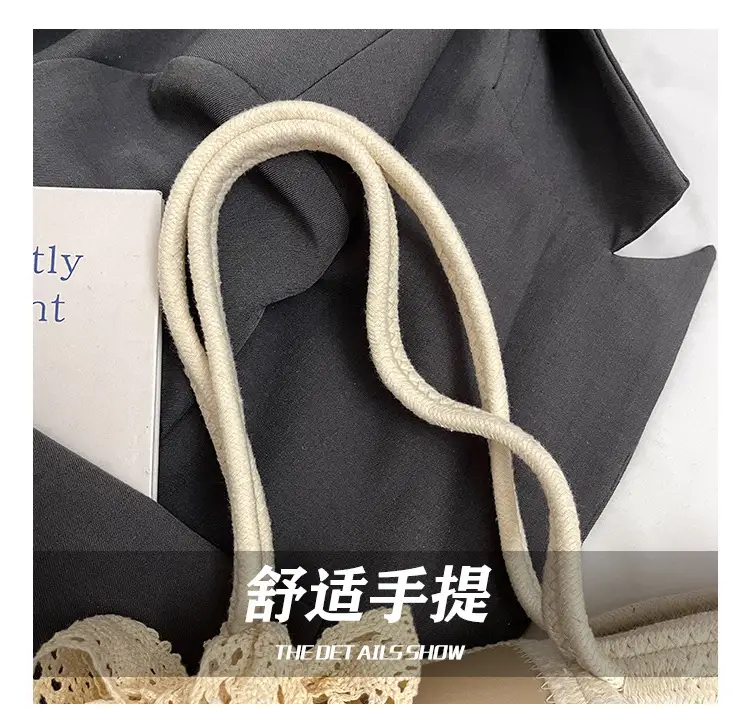 Women's Straw Woven Shoulder Bag with Tassel & Pearl — feature 4