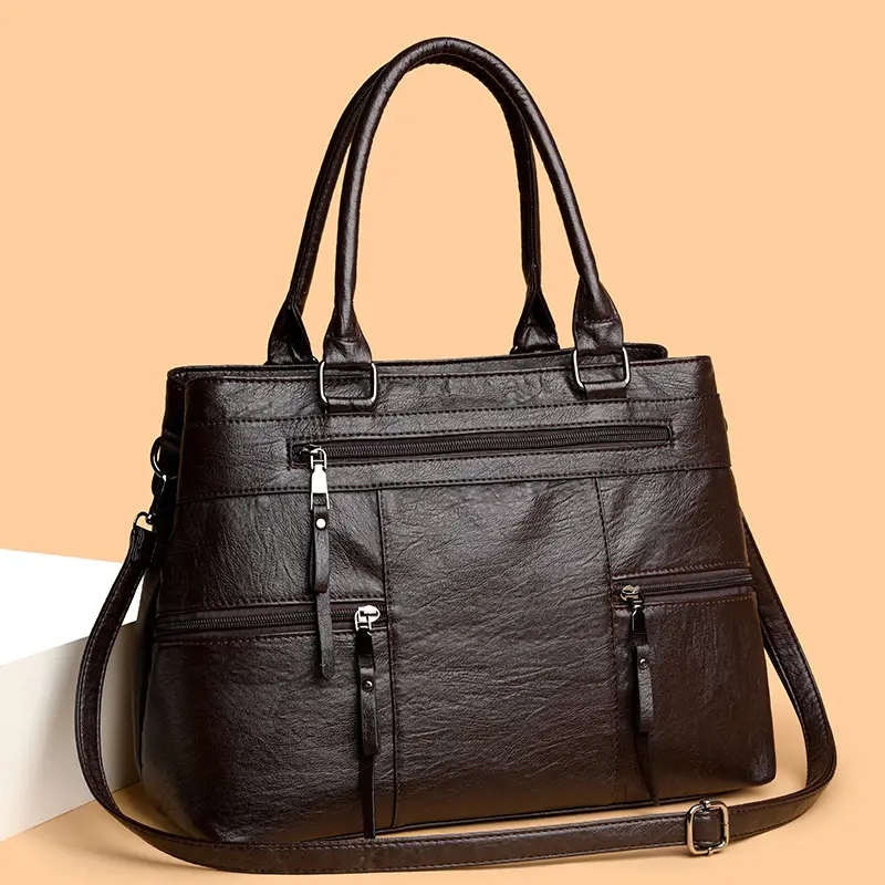 Brown Leather Shoulder Bag for Women Spring Summer Commuting