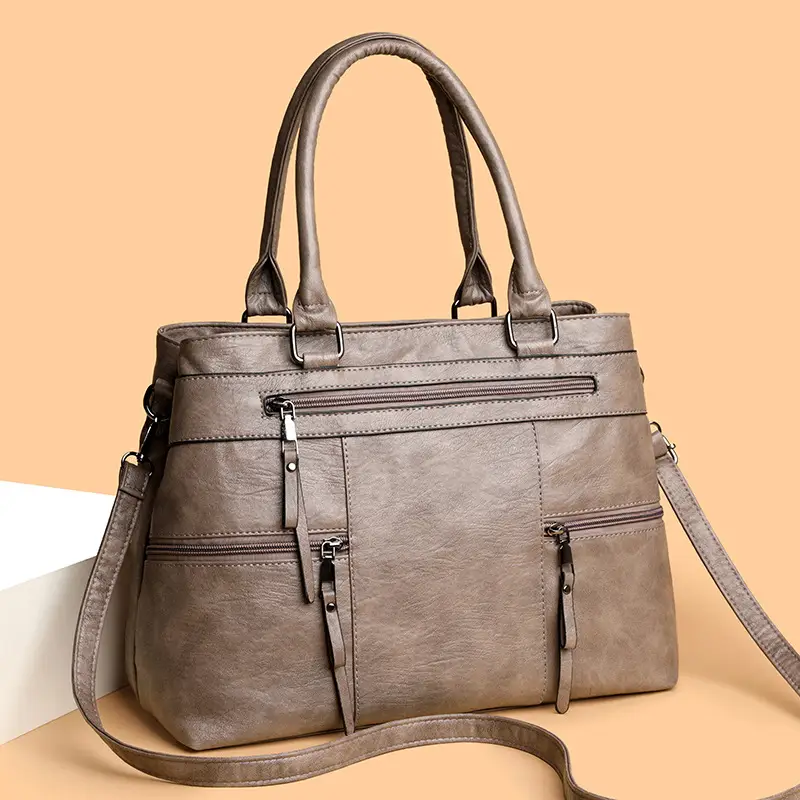 Brown Leather Shoulder Bag for Women Spring Summer Commuting