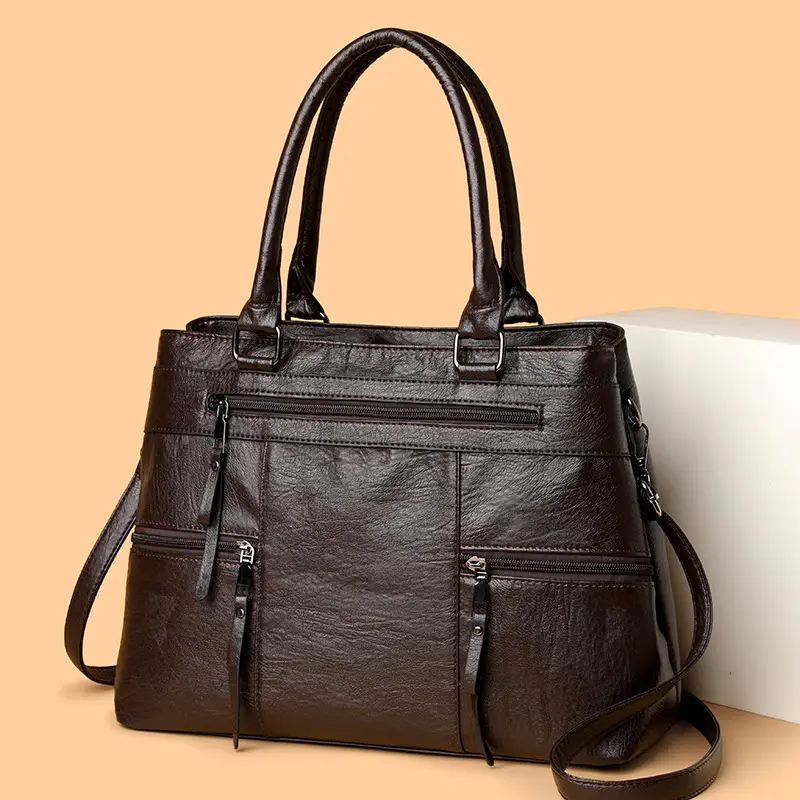 Brown Leather Shoulder Bag for Women Spring Summer Commuting