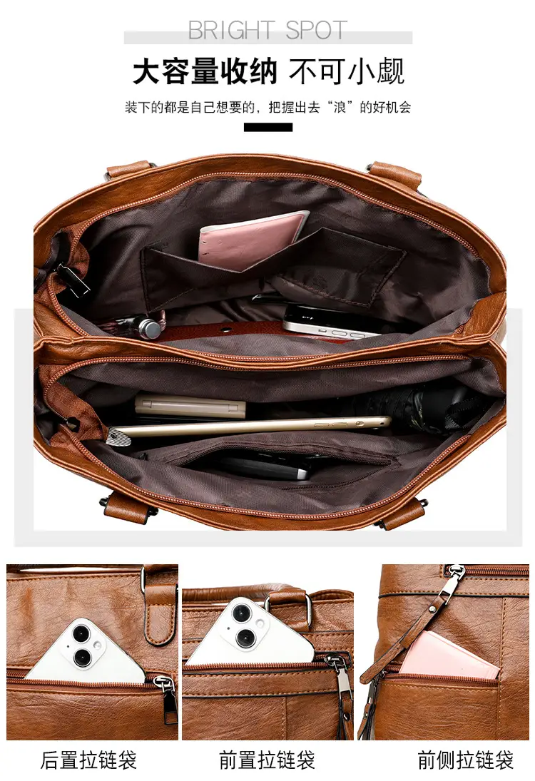 Brown Leather Shoulder Bag for Women Spring Summer Commuting — feature 13