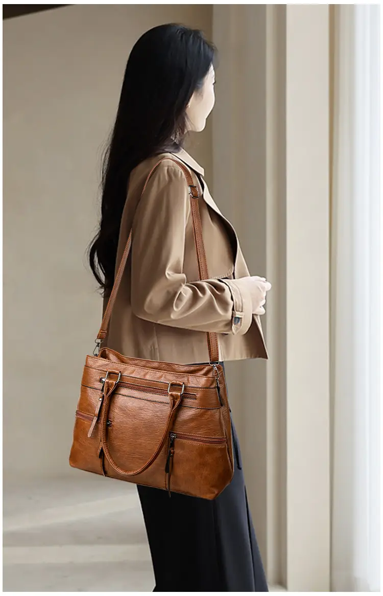 Brown Leather Shoulder Bag for Women Spring Summer Commuting — feature 18