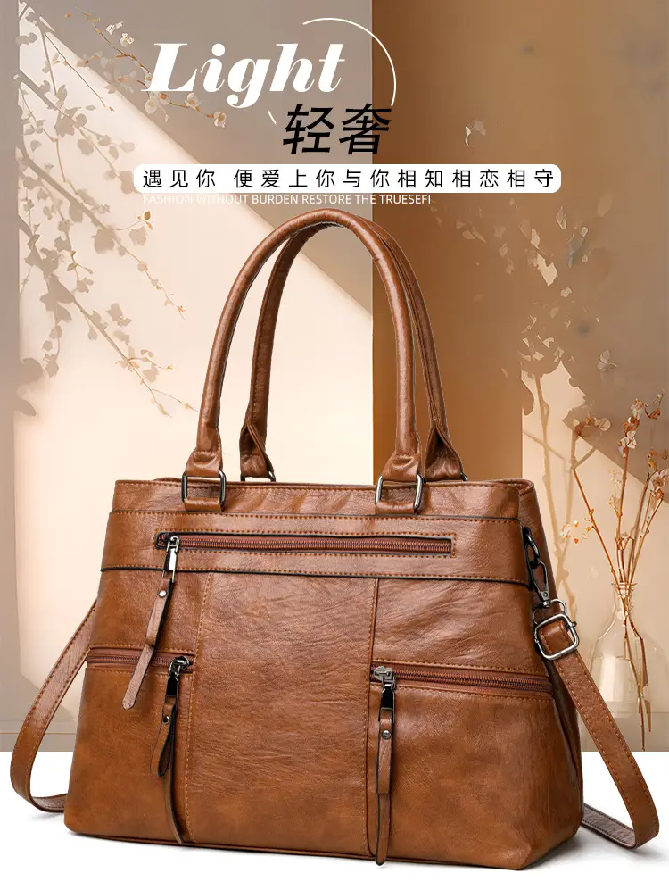 Brown Leather Shoulder Bag for Women Spring Summer Commuting — feature 5