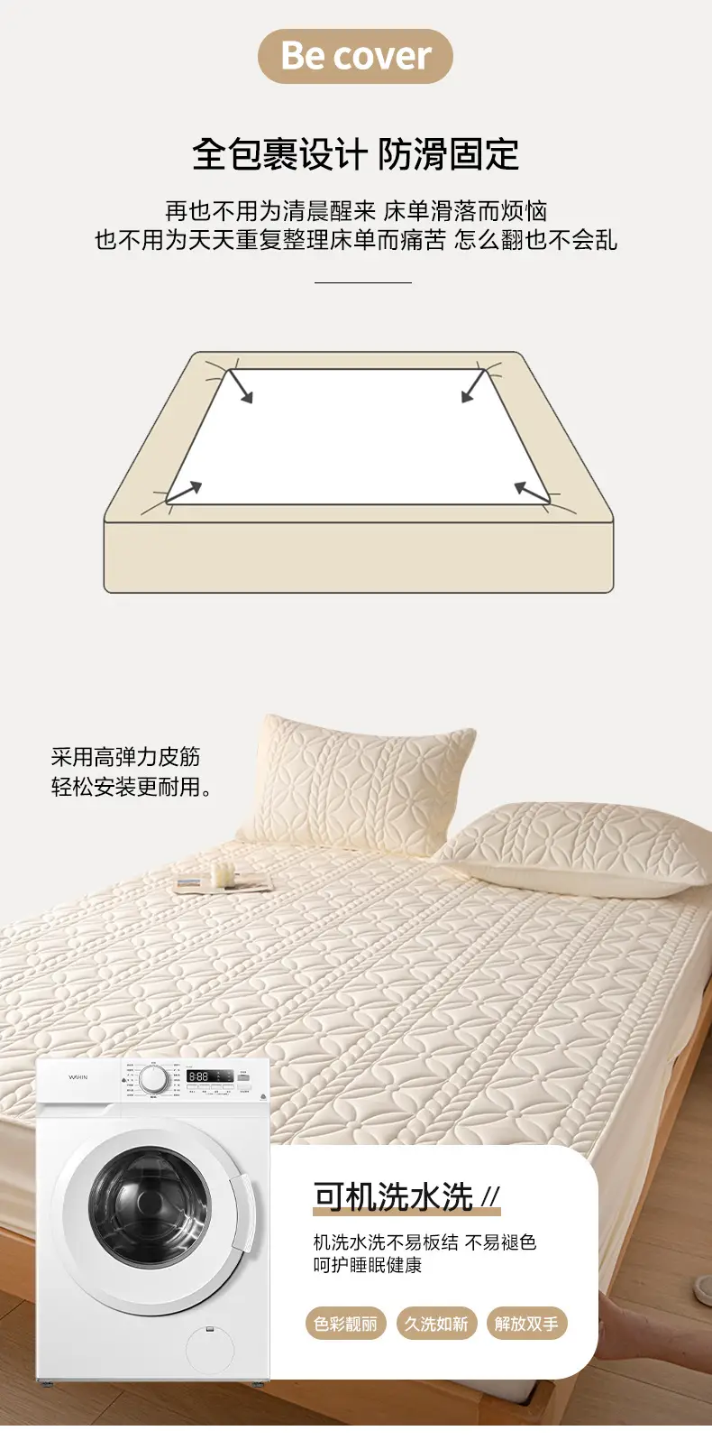 Waterproof Urine-Proof Bed Sheet Single Piece Thickened Simmons Mattress Protector Full-Cover Bed Cover 2026 New Model Suitable for All Seasons — feature 17