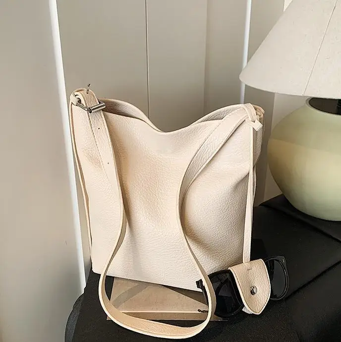 Women's Large Capacity Beige Shoulder Bag 2025