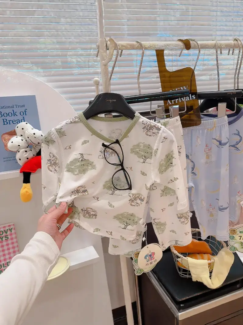 [10A Antibacterial] Summer Children's Tencel Class a Modal Homewear Set Boys' and Girls' Seamless Pajamas