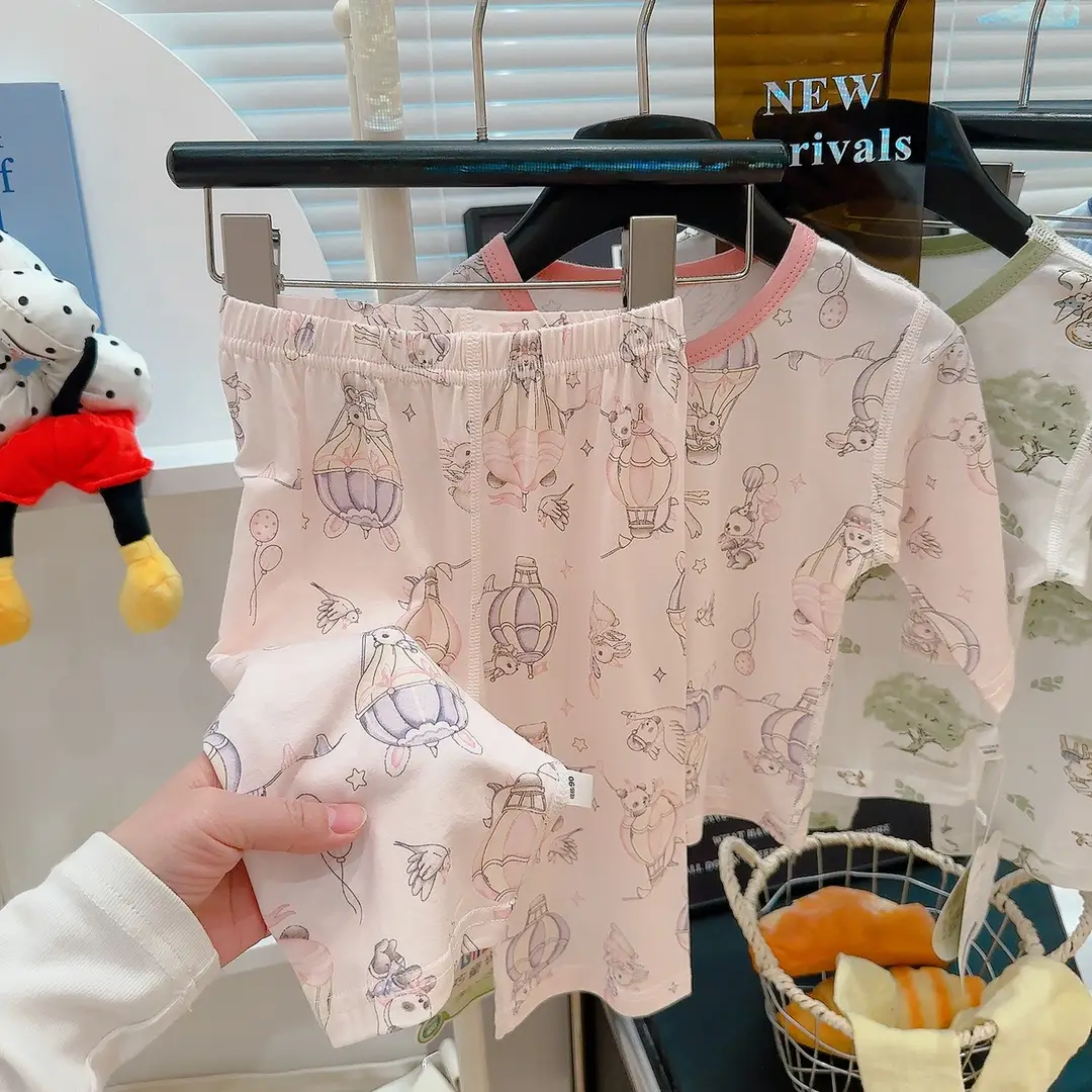 [10A Antibacterial] Summer Children's Tencel Class a Modal Homewear Set Boys' and Girls' Seamless Pajamas — feature 6