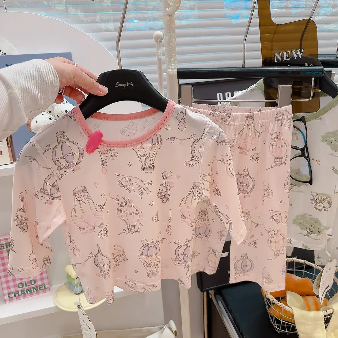 [10A Antibacterial] Summer Children's Tencel Class a Modal Homewear Set Boys' and Girls' Seamless Pajamas