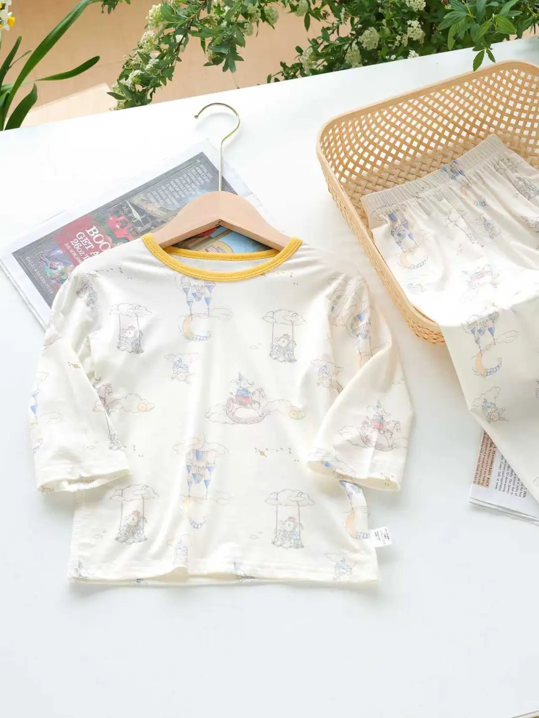 [10A Antibacterial] Summer Children's Tencel Class a Modal Homewear Set Boys' and Girls' Seamless Pajamas