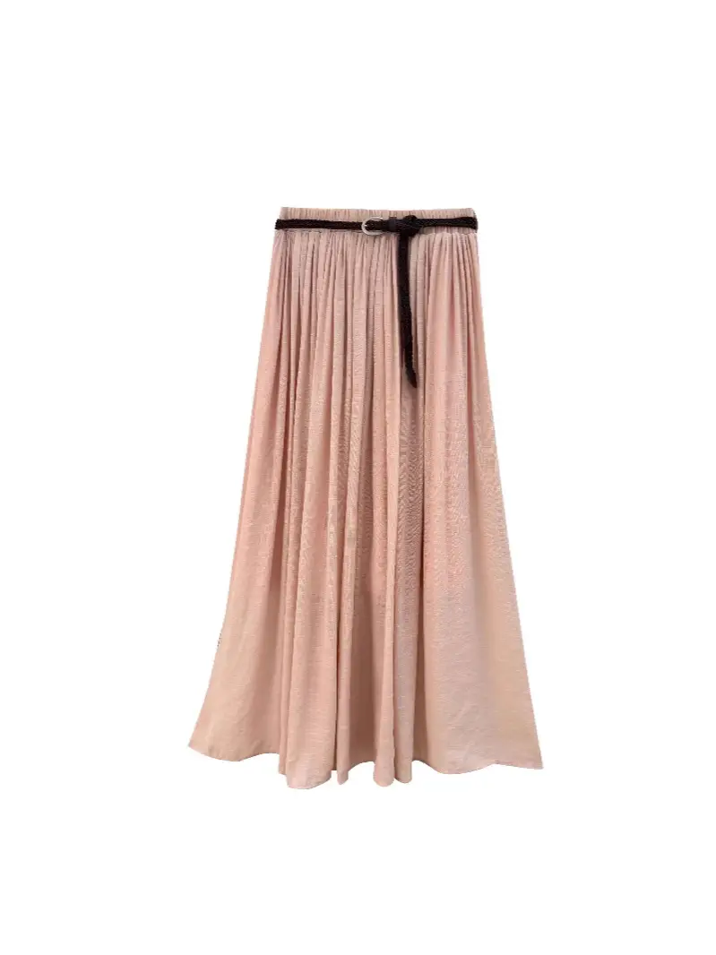 Real Pat Pleated Cotton Linen Skirt Women 2025 Summer