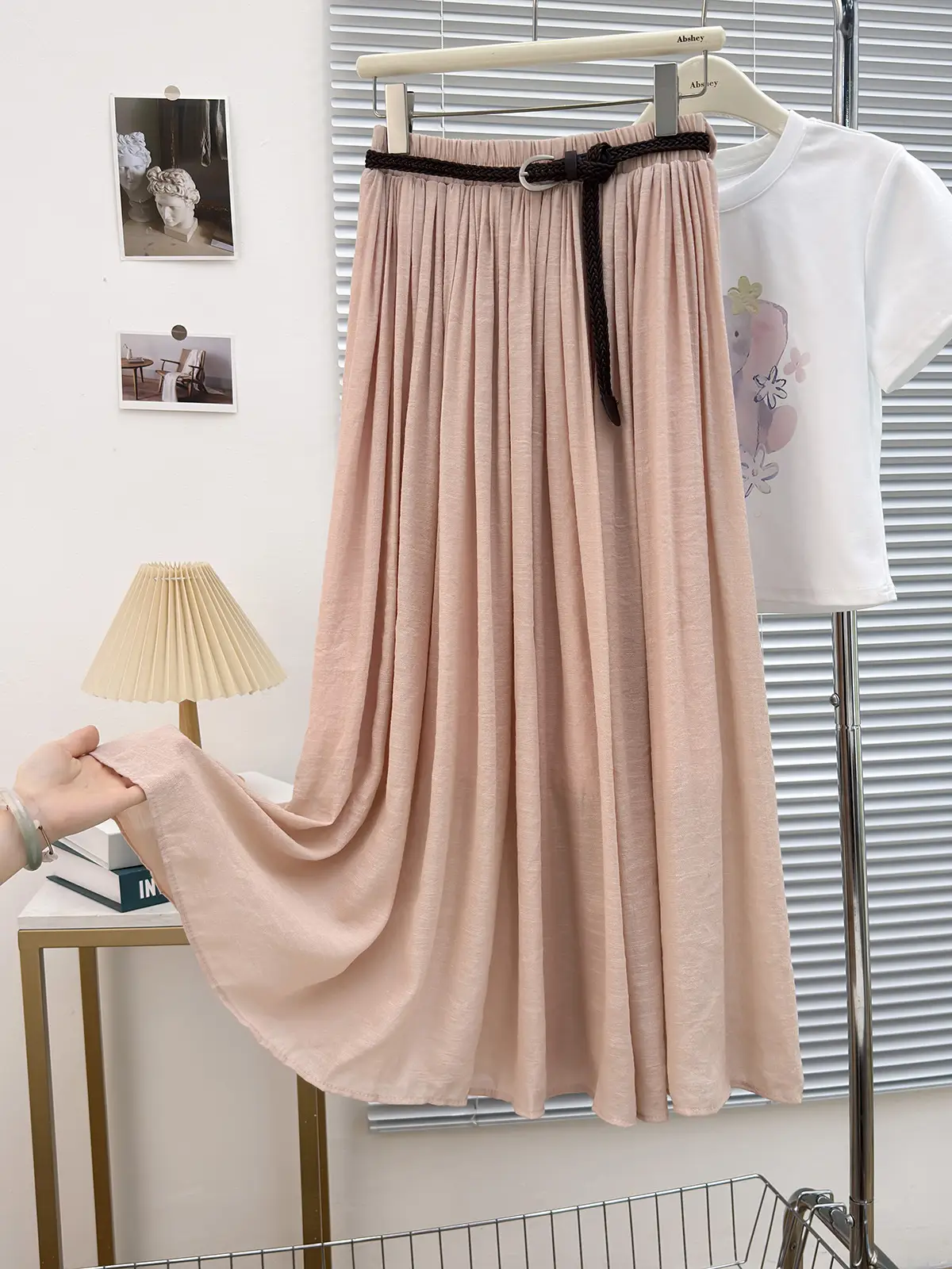 Real Pat Pleated Cotton Linen Skirt Women 2025 Summer — feature 4