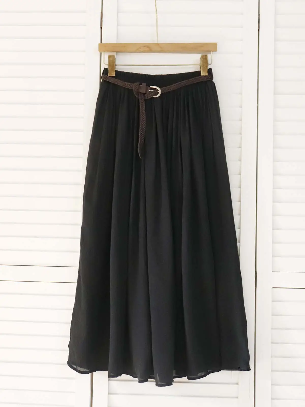 Real Pat Pleated Cotton Linen Skirt Women 2025 Summer