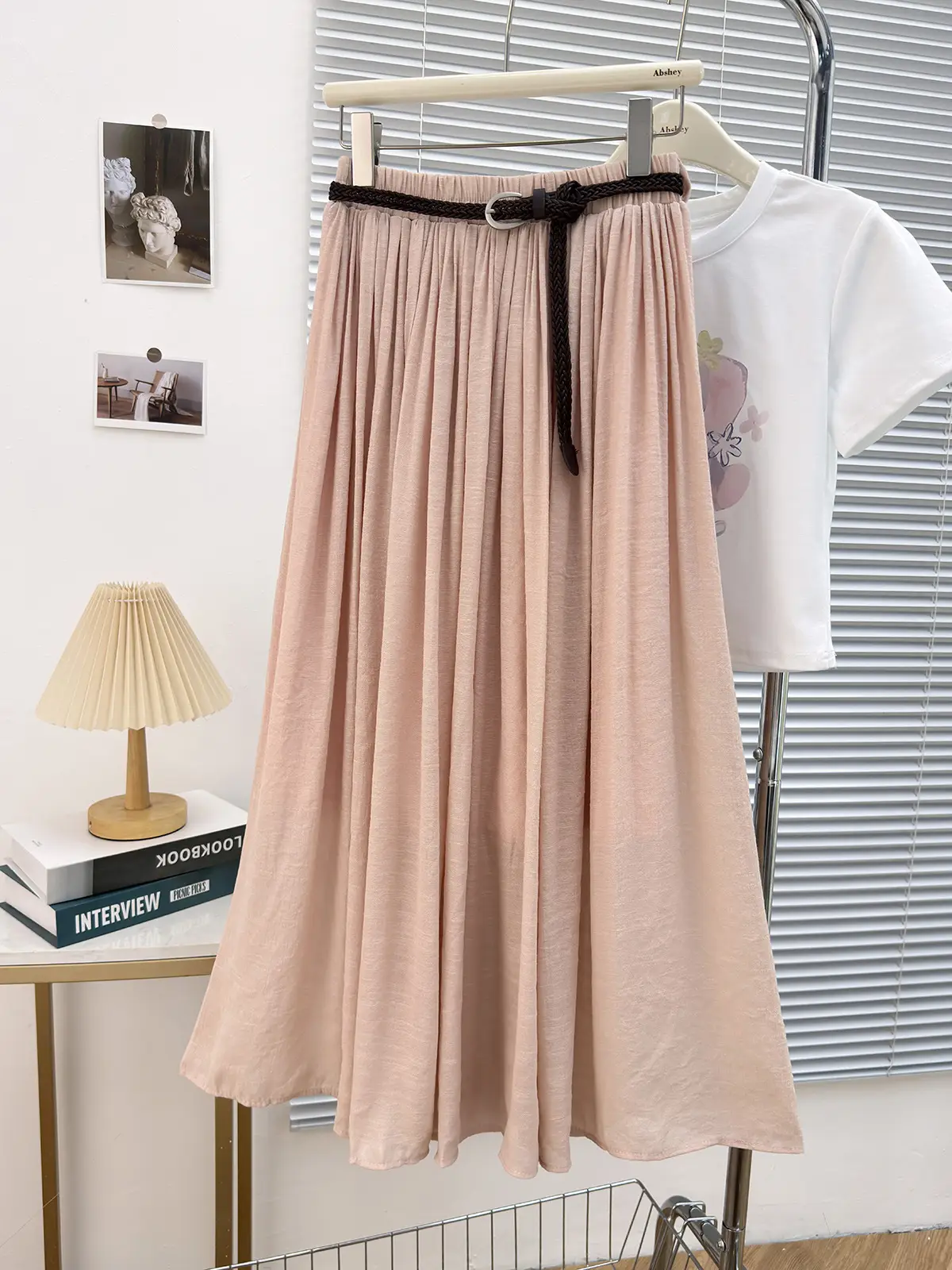 Real Pat Pleated Cotton Linen Skirt Women 2025 Summer