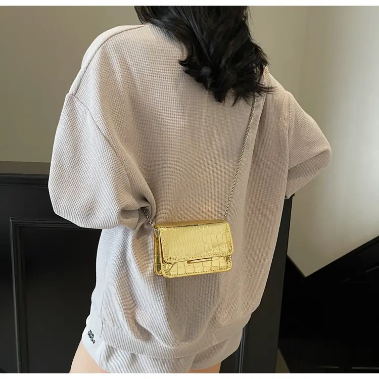 Pink Croc Patch Shiny Shoulder Bag for Women — feature 14